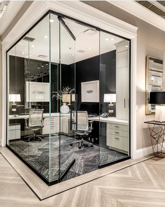 separating spaces with glass walls