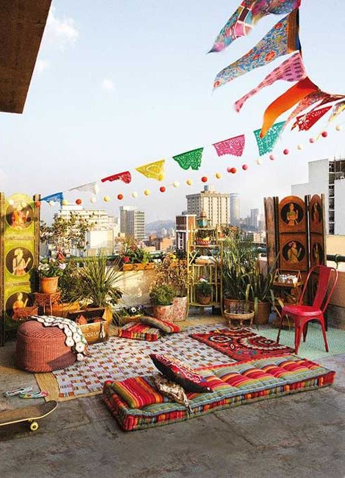 how to decorate a terrace in bohemian style