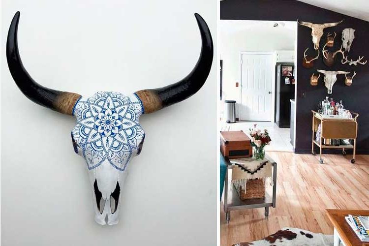 Decoration with American buffalo heads