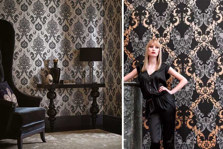 Black wallpaper in decoration