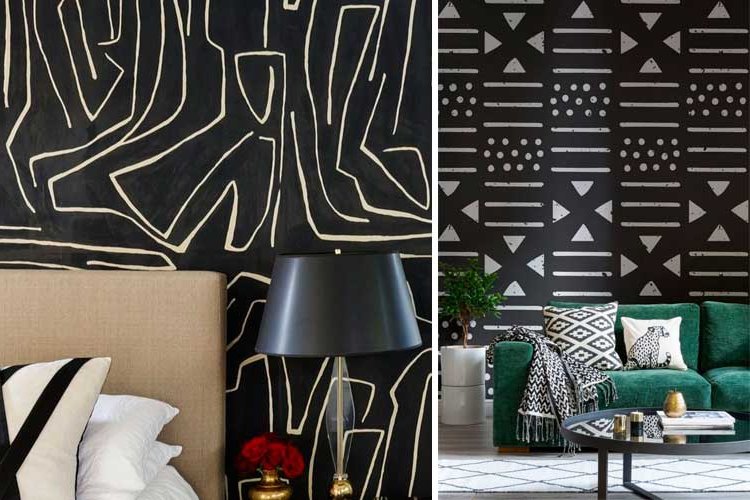 Black wallpaper in decoration