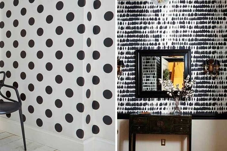 Black wallpaper in decoration