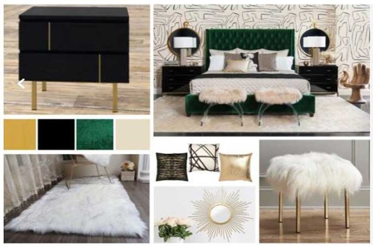 example of moodboard for decorating a double bedroom