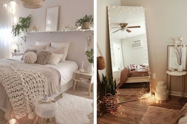 garlands to illuminate a double bedroom