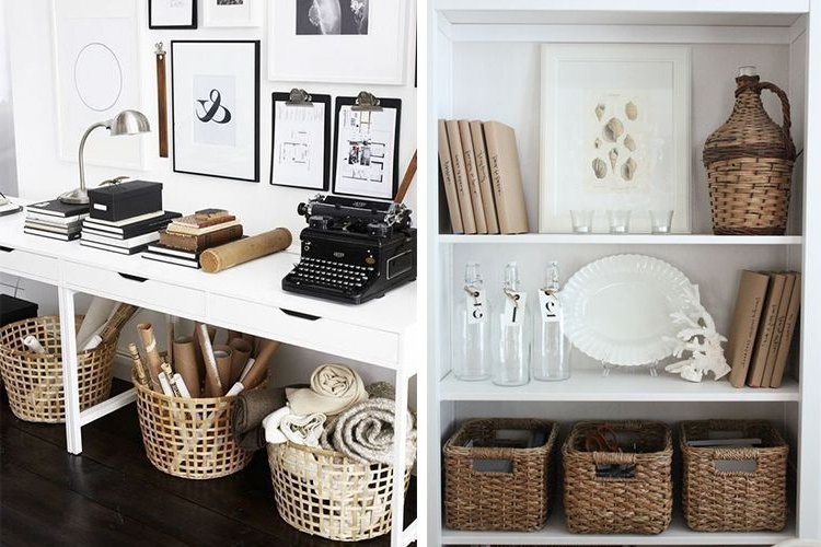 Tidiness at home with wicker baskets