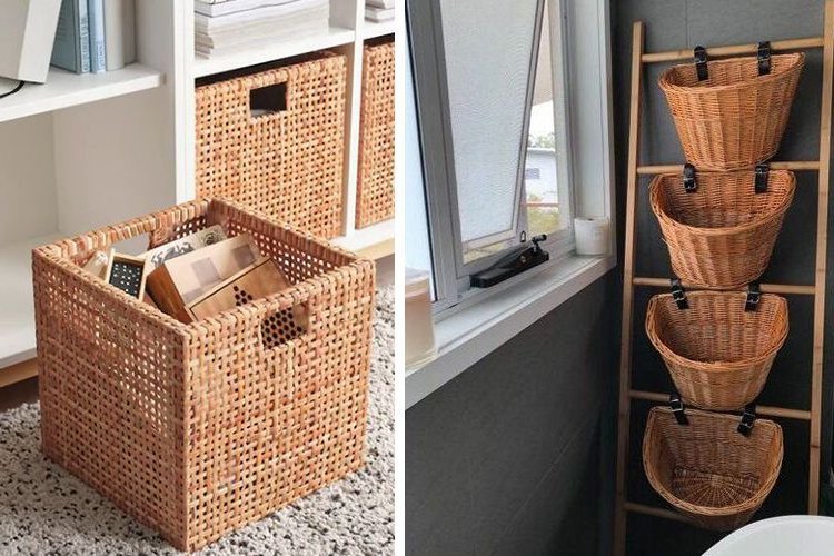 Tidiness at home with wicker baskets