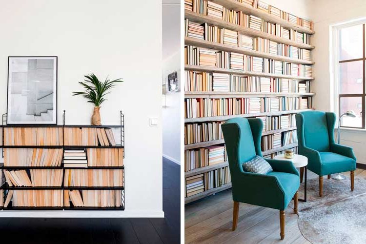 Decorating with open bookcases and closed bookcases