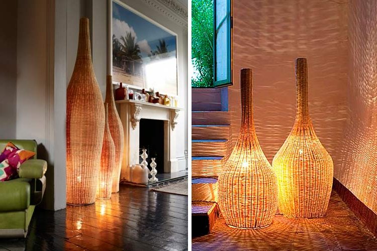 Decorating with wicker and bamboo lamps