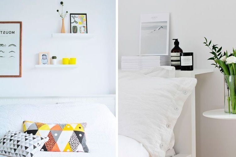 Decorating with shelves above the bed