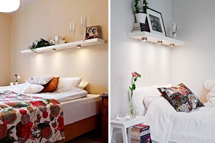 Decorating with shelves above the bed