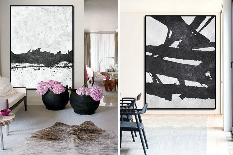 Black and white abstract paintings