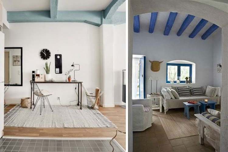 Mediterranean style with blue beams