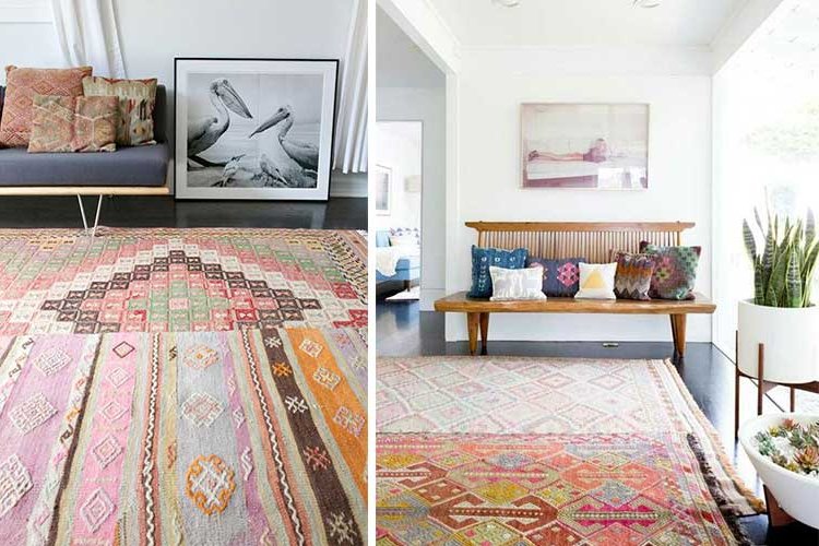 Overlapping kilim style rugs